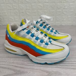 NIKE Air Max 95 "Summer Pack" Running Sneakers SZ 7Y White Blue Fury Opti Yellow